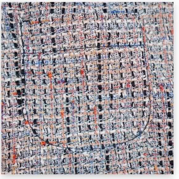 Loft Petite Tweed‎ Pocket Shift Skirt Size 0P White Blue Stylish Modern Mosiac - Picture 9 of 14